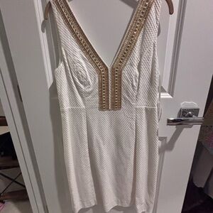 Lilly Pulitzer White Dress with Gold Details
